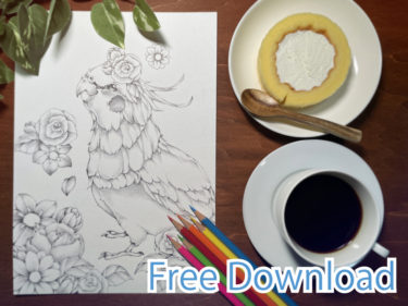 【ぬりえイラスト】オカメインコ1【A4サイズ】